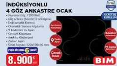 KUMTEL İNDÜKSİYONLU 4 GÖZ ANKASTRE OCAK